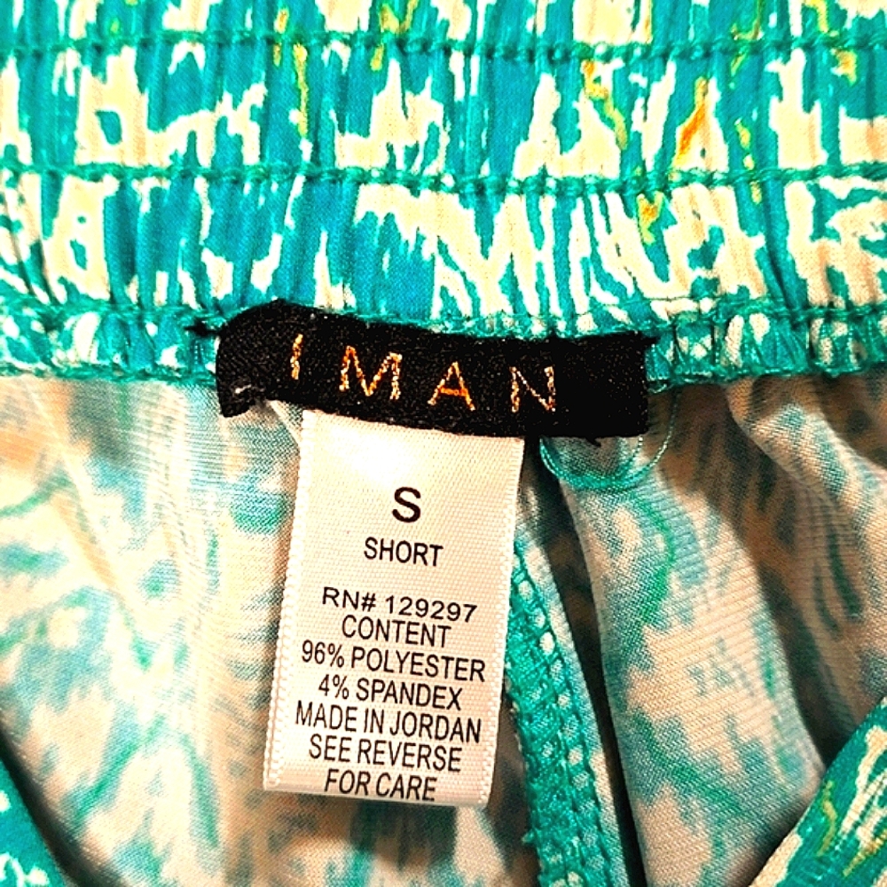 IMAN WIDE LEG PANTS WOMENS SMALL BLUE WHITE GOLD - Picture 4 of 5